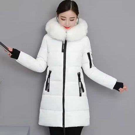 Women Parka Fur Collar Winter Jacket New Korean