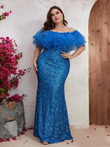 Women Party Dresses Fashion Strapless Mesh Splicing Elegant