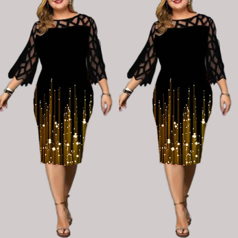 Women Dress Hollow Out Lace Stitching Slim Hips