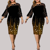 Women Dress Hollow Out Lace Stitching Slim Hips