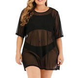 Women Sexy Sheer Cover-Up Dress See-Through Gauze Slim