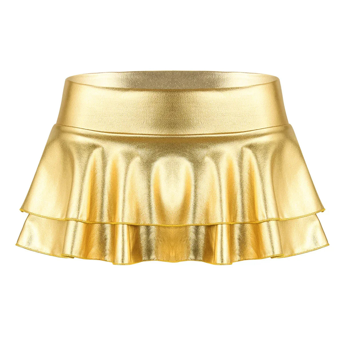 Women Shiny Metallic Low Rise Ruffled Pole Dance