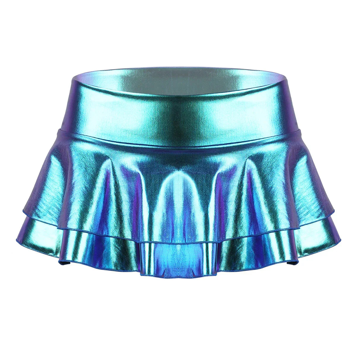 Women Shiny Metallic Low Rise Ruffled Pole Dance