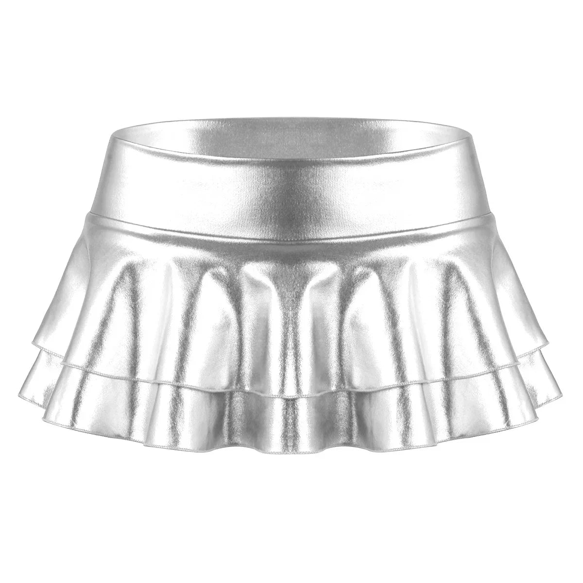 Women Shiny Metallic Low Rise Ruffled Pole Dance