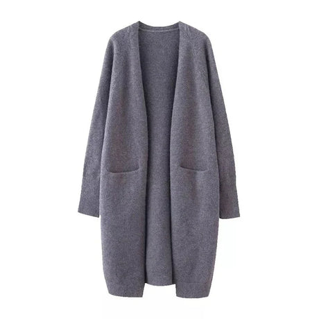 Women Solid Color Loose Thick Warm Sweater Cardigan