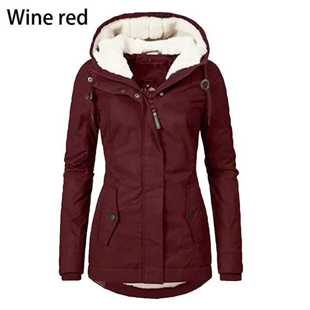 Women'S Autumn Winter Coat Warm Solid Plush Thickened