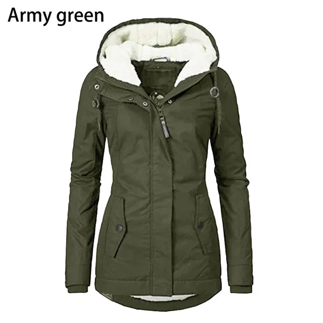 Women'S Autumn Winter Coat Warm Solid Plush Thickened