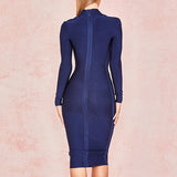 Women' Deep V Neck Bandage Dress Long Sleeve
