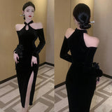 Women' Dress Off Shoulder Slim Sexy Split Cheongsam