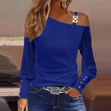 Women' Fashion Lace Knitted Long Sleeve Tunic T-Shirt