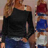 Women' Fashion Lace Knitted Long Sleeve Tunic T-Shirt