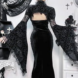 Women' Gothic Dress Autumn New Split Long Dark
