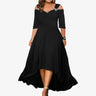 Women' Solid Long Sleeve Knit Split Dress Ladies