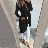 Women' Waterfall Lapel Trench Coat Ladies Cardigan Jacket