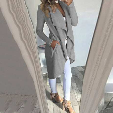 Women' Waterfall Lapel Trench Coat Ladies Cardigan Jacket