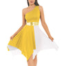 Womens Lyrical Dance Costumes One Shoulder Asymmetrical Color