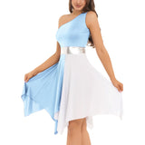 Womens Lyrical Dance Costumes One Shoulder Asymmetrical Color