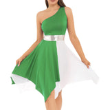 Womens Lyrical Dance Costumes One Shoulder Asymmetrical Color