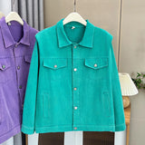 Womens Washed Cotton Denim Jacket Autumn Casual Clothing