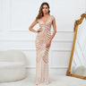 Yidingzs Deep V Neck Green Sequin Evening Dress