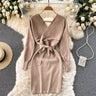 Yuoomuoo Autumn Winter Women Knitted Sweater Dress Solid