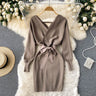 Yuoomuoo Autumn Winter Women Knitted Sweater Dress Solid