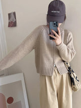 Zoki Streetwear Simple Cardigan Sweater Women Long Sleeve