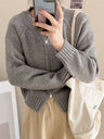 Zoki Streetwear Simple Cardigan Sweater Women Long Sleeve