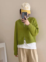 Zoki Streetwear Simple Cardigan Sweater Women Long Sleeve