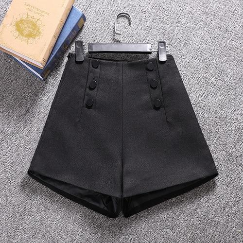 Miji Button Down Shorts - Black