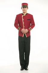 Red Hotel Uniform For Men Hotel Reception Uniform