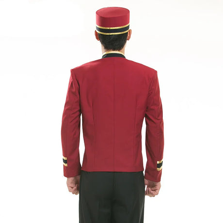 Red Hotel Uniform For Men Hotel Reception Uniform