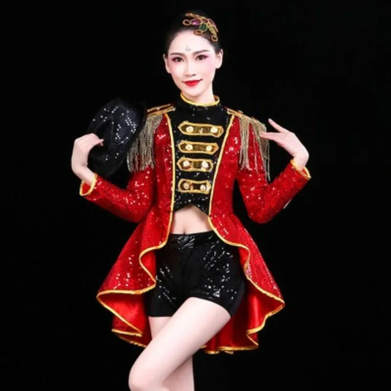 Stage Costume Red Tassels Bikini Costumes Nightclub Bar