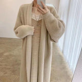 White Long Cardigan For Women Winter Clothes Knitted